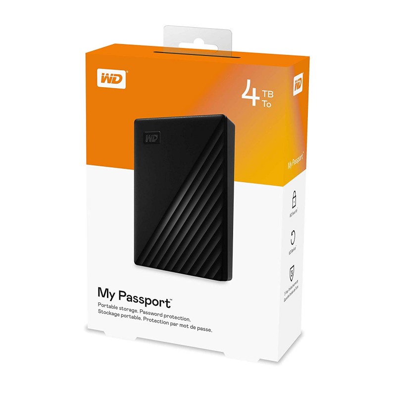 WD My Passport 4TB External USB 3.0 Portable Hard Drive - Black
